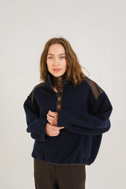 SACRECOEUR | Jaya Boiled Wool Sweatshirt - Navy