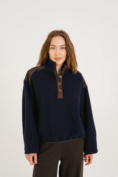 SACRECOEUR | Jaya Boiled Wool Sweatshirt - Navy