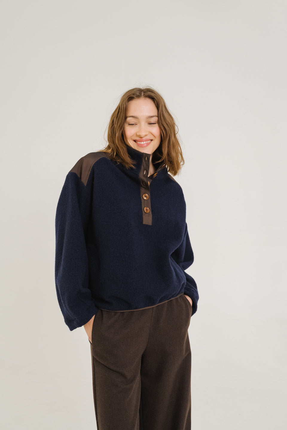 SACRECOEUR | Jaya Boiled Wool Sweatshirt - Navy