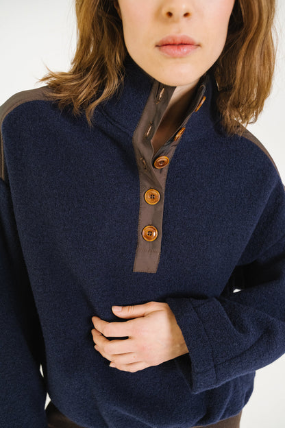 SACRECOEUR | Jaya Boiled Wool Sweatshirt - Navy
