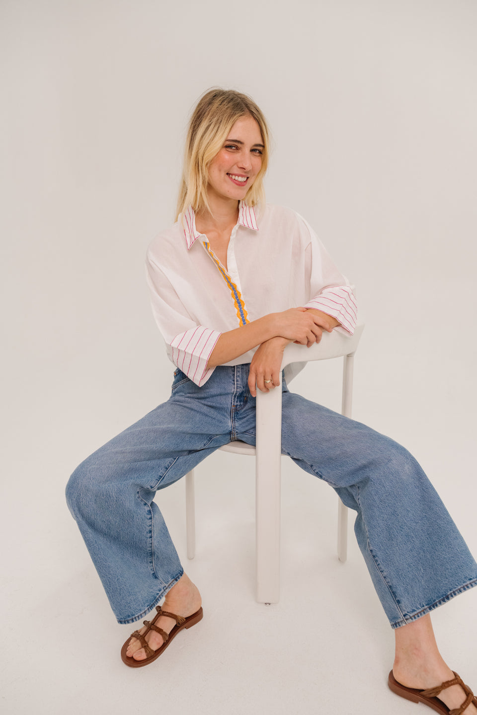 SACRECOEUR | Jodie Kilim Embroidered Poplin T-Shirt