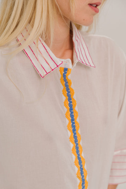 SACRECOEUR | Jodie Kilim Embroidered Poplin T-Shirt