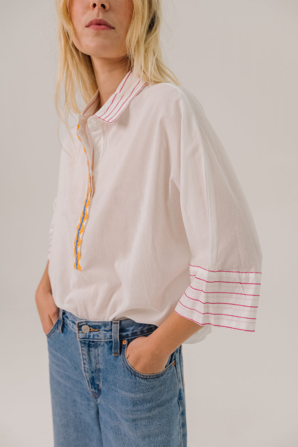 SACRECOEUR | Jodie Kilim Embroidered Poplin T-Shirt