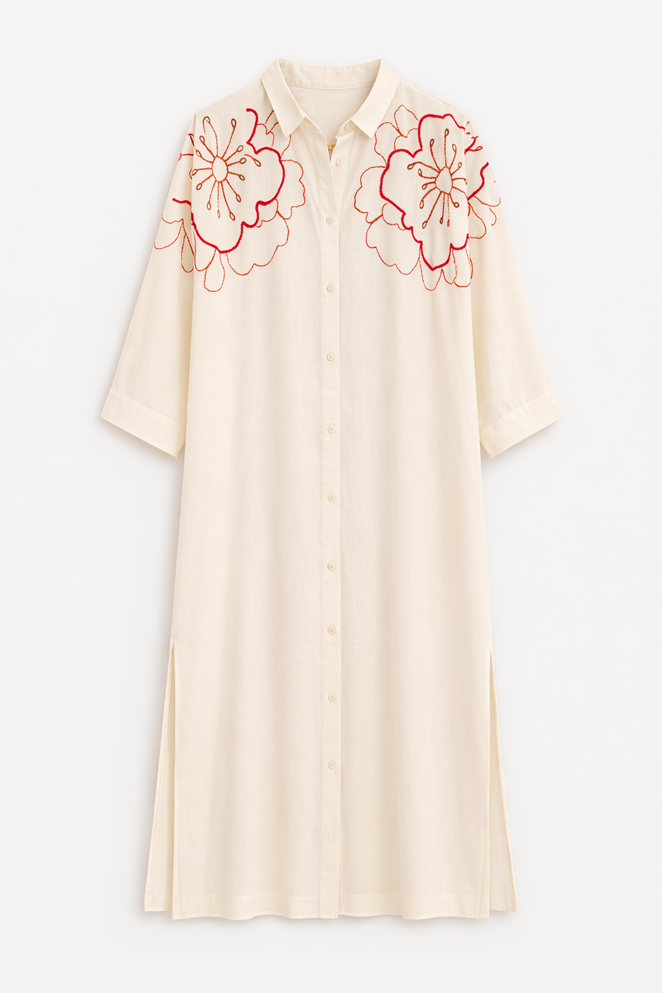SACRECOEUR | Dress Lou Pivoine Multi - Embroidered Oversized Shirt Dress