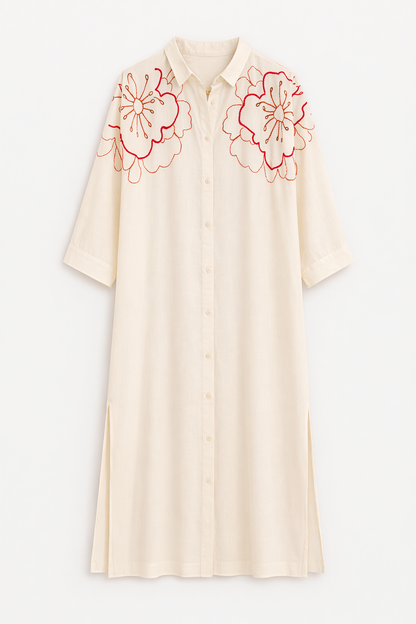 SACRECOEUR | Dress Lou Pivoine Multi - Embroidered Oversized Shirt Dress