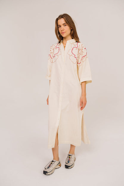 SACRECOEUR | Dress Lou Pivoine Multi - Embroidered Oversized Shirt Dress