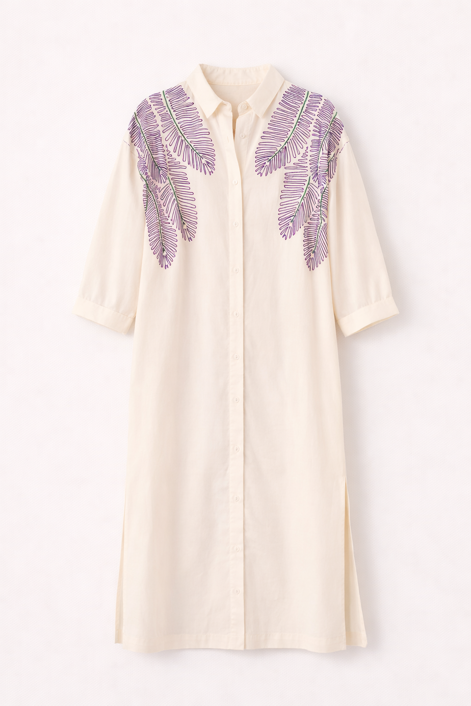 Sacrecoeur | Lou Taro Embroidered Oversized Shirt Dress
