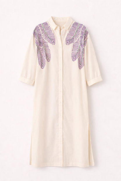 Sacrecoeur | Lou Taro Embroidered Oversized Shirt Dress