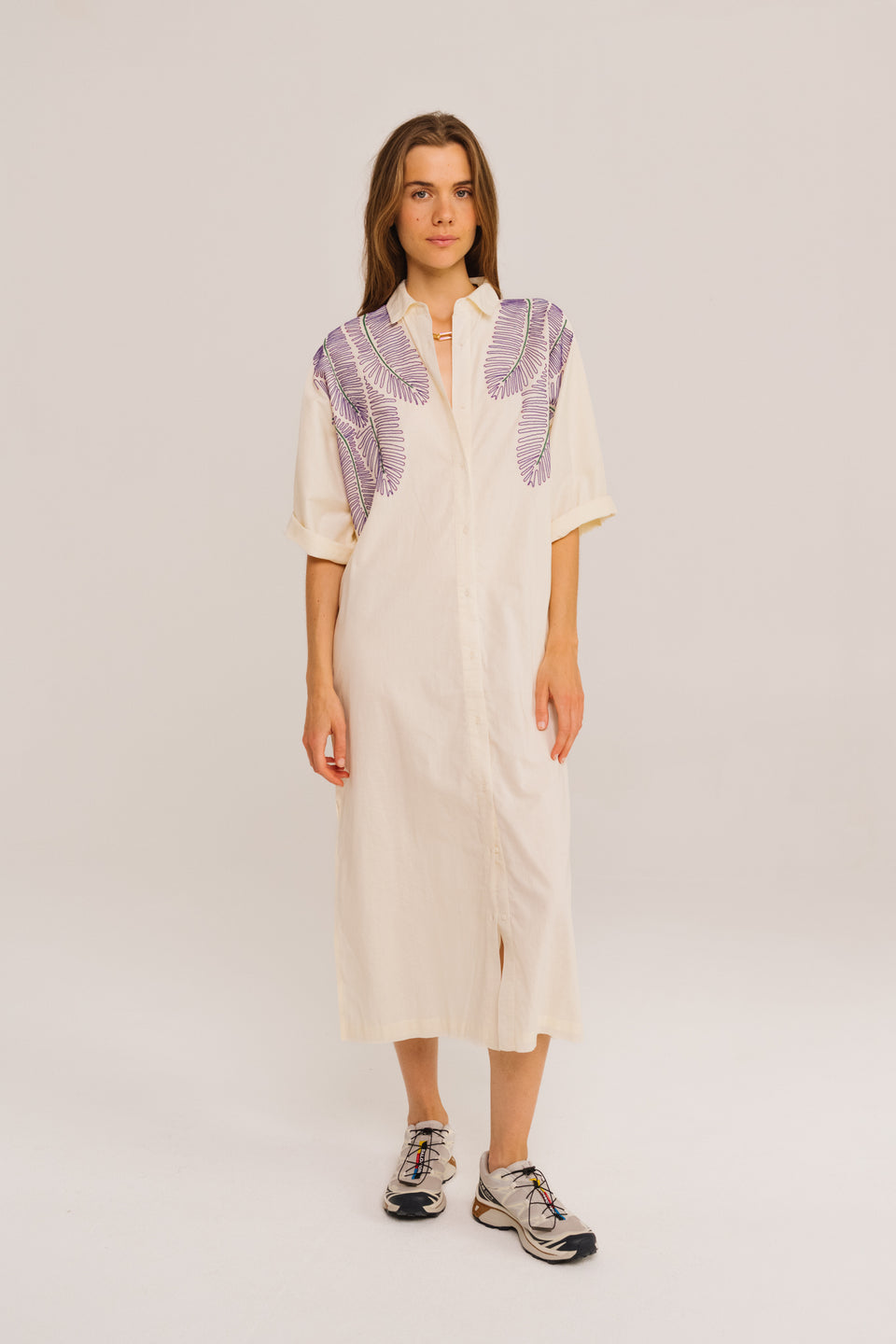 Sacrecoeur | Lou Taro Embroidered Oversized Shirt Dress