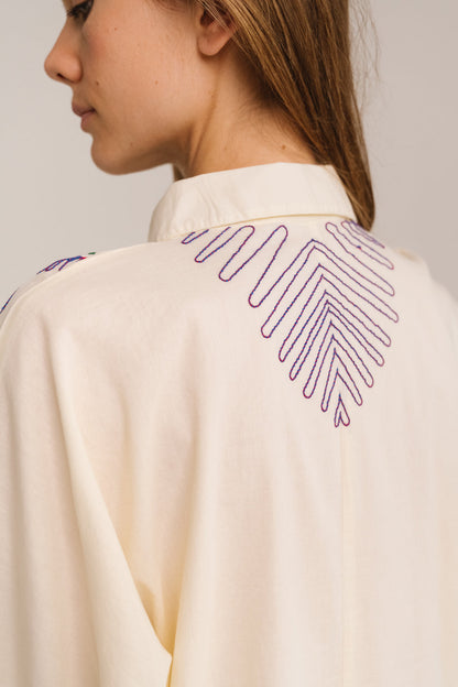 Sacrecoeur | Lou Taro Embroidered Oversized Shirt Dress