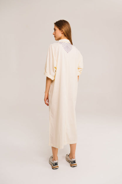 Sacrecoeur | Lou Taro Embroidered Oversized Shirt Dress