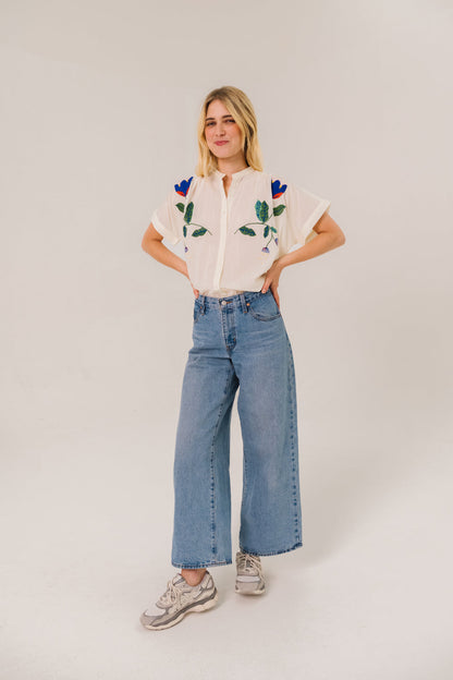 Sacrecoeur | Maya Corolle Blouse - Embroidered Cotton Percale