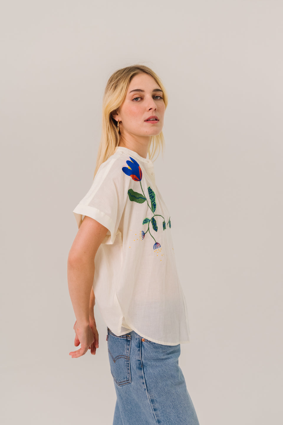 Sacrecoeur | Maya Corolle Blouse - Embroidered Cotton Percale