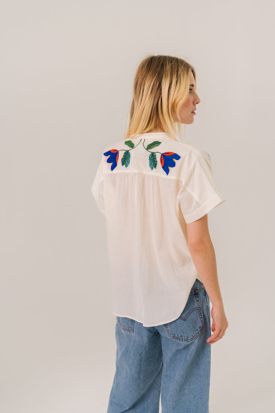 Sacrecoeur | Maya Corolle Blouse - Embroidered Cotton Percale