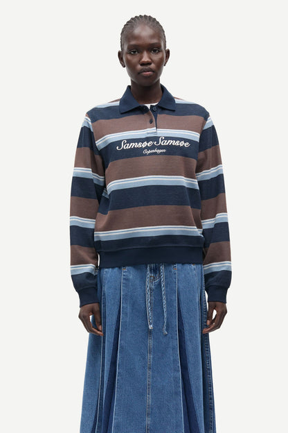 Samsoe Samsoe | Sadory Polo Sweatshirt - Brown and Blue Brown-Blue-St
