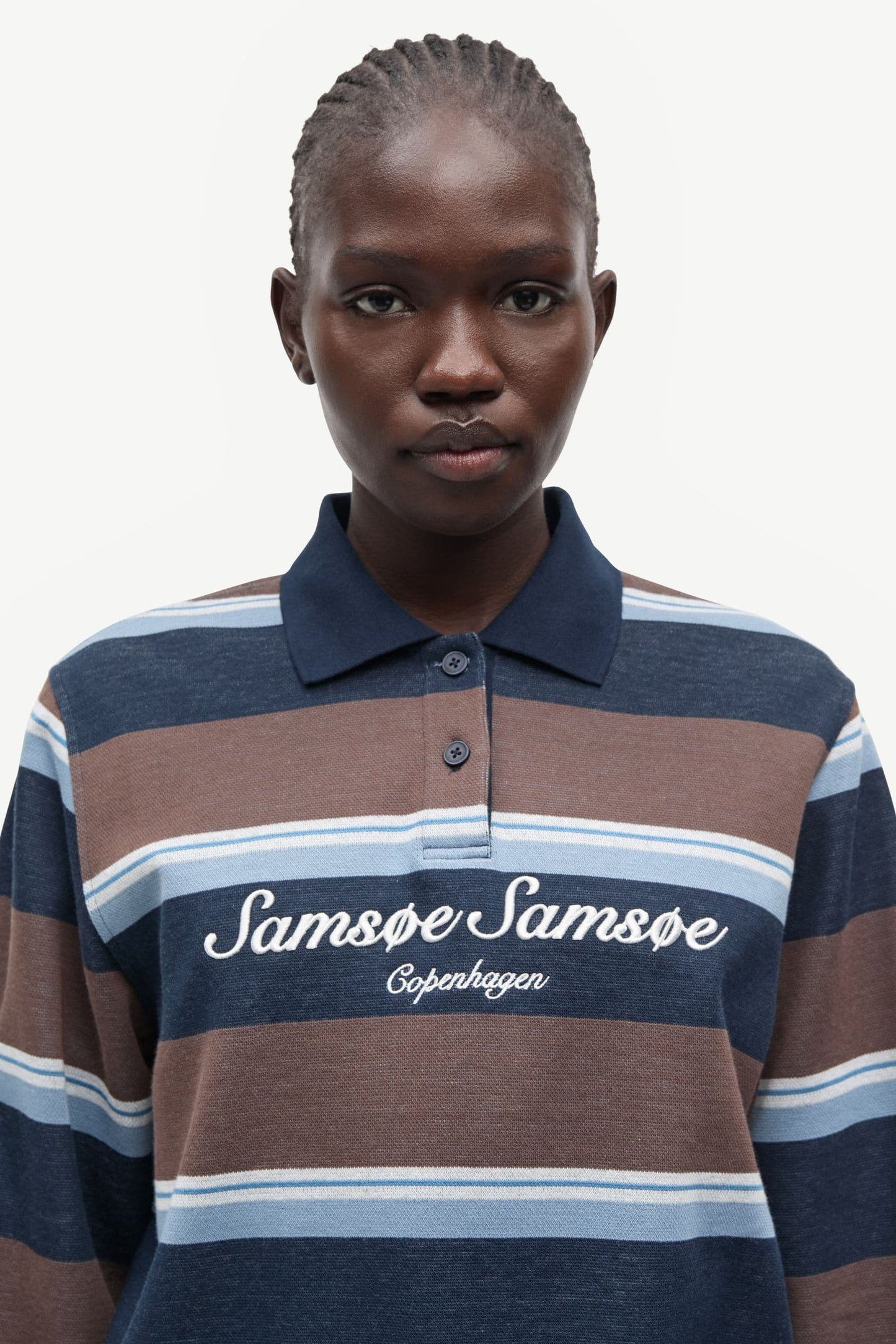 Samsoe Samsoe | Sadory Polo Sweatshirt - Brown and Blue Brown-Blue-St