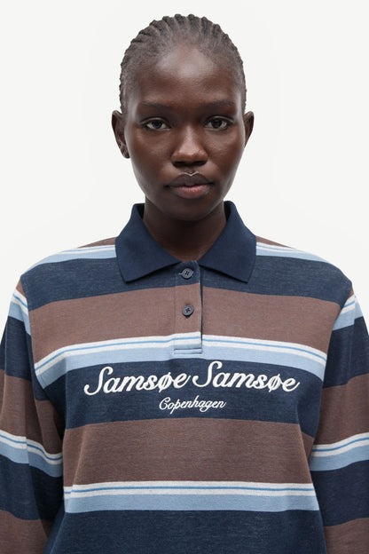 Samsoe Samsoe | Sadory Polo Sweatshirt - Brown and Blue Brown-Blue-St