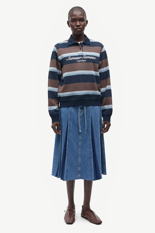 Samsoe Samsoe | Sadory Polo Sweatshirt - Brown and Blue Brown-Blue-St