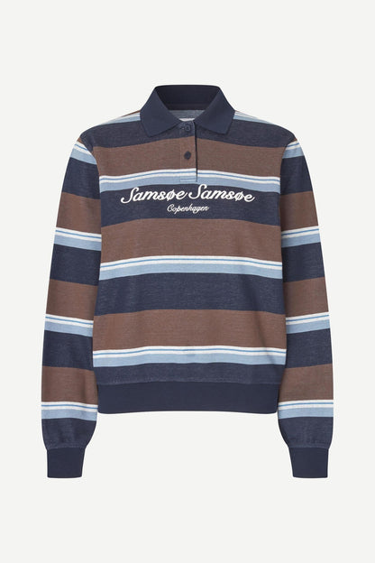 Samsoe Samsoe | Sadory Polo Sweatshirt - Brown and Blue Brown-Blue-St