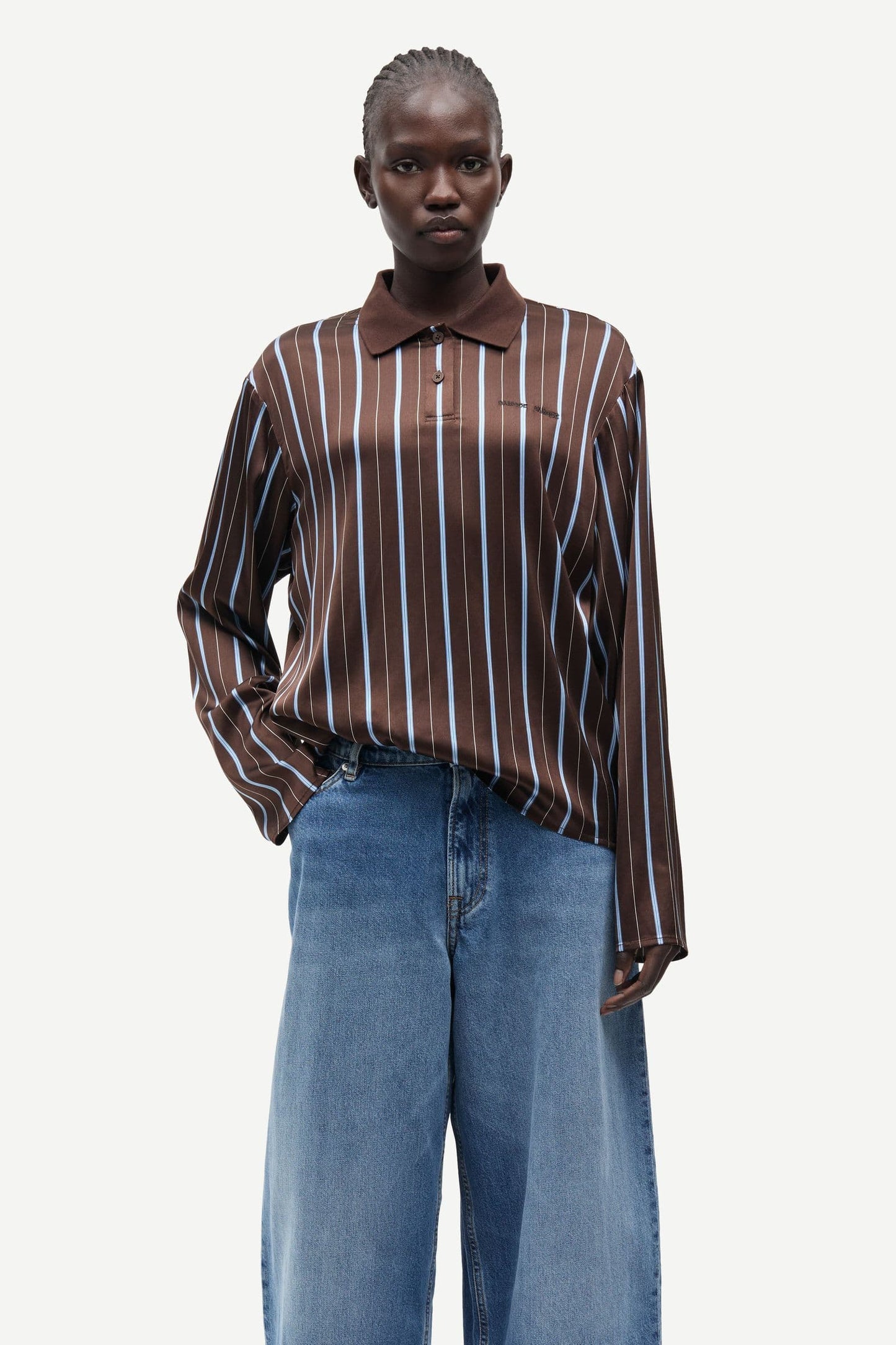 Samsoe Samsoe | Sadory Polo Sweatshirt - Brown and Blue Brown-Blue-St