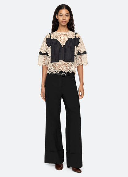 Medina Lace Slv Top Aw25-097 Black