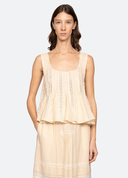 Sea NY | Pippa Square-Neck Sleeveless Top in Cream