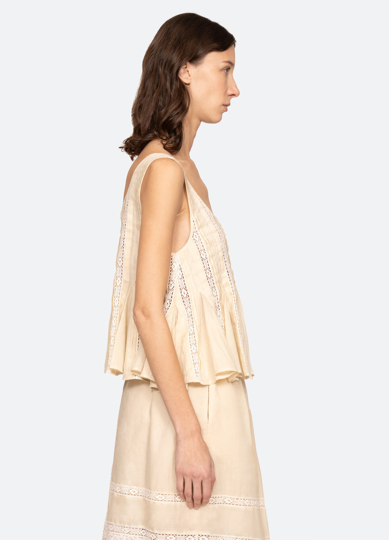 Sea NY | Pippa Square-Neck Sleeveless Top in Cream