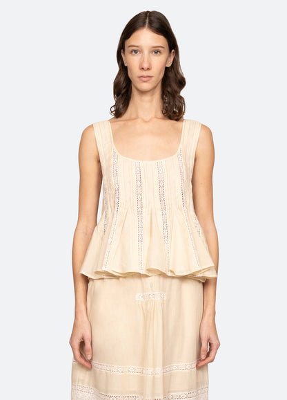 Sea NY | Pippa Square-Neck Sleeveless Top in Cream