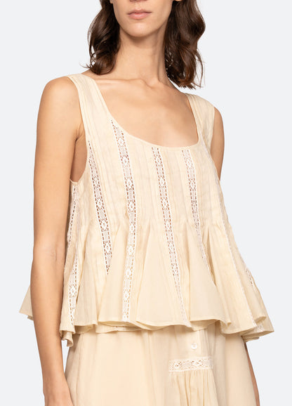 Sea NY | Pippa Square-Neck Sleeveless Top in Cream