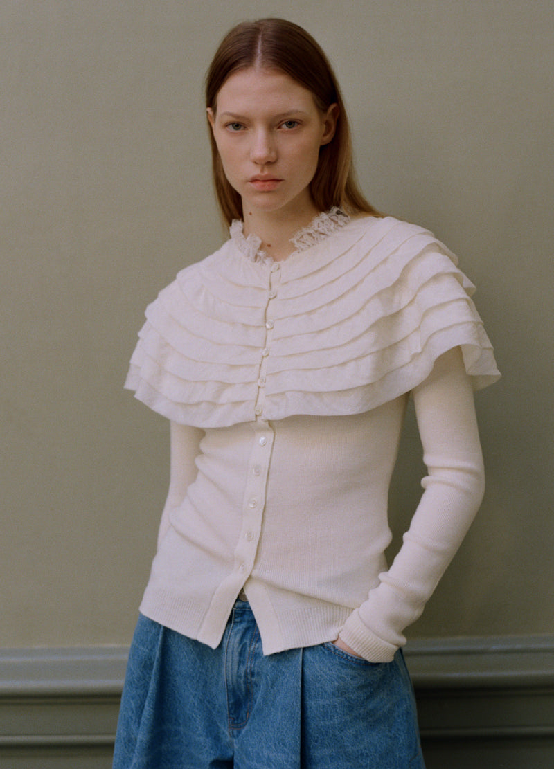 Sea NY | Wanda Knit Cardigan with Removable Capelet Cream