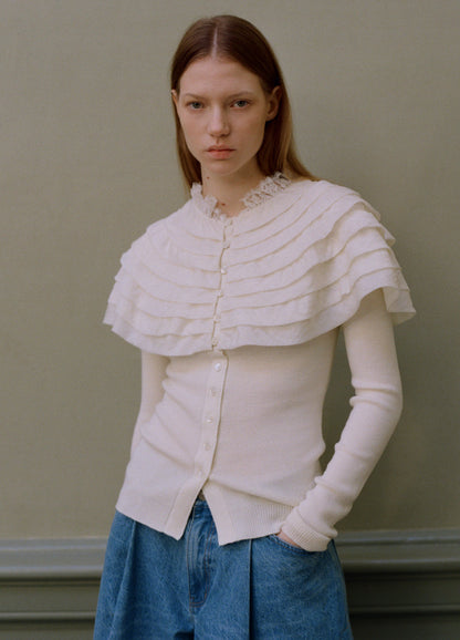 Sea NY | Wanda Knit Cardigan with Removable Capelet Cream