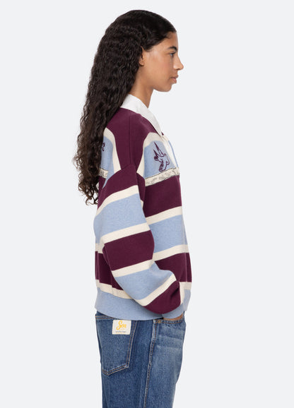 Sea NY | Hester Embroidered Rugby Sweater - Oversized Cotton Cashmere Multi