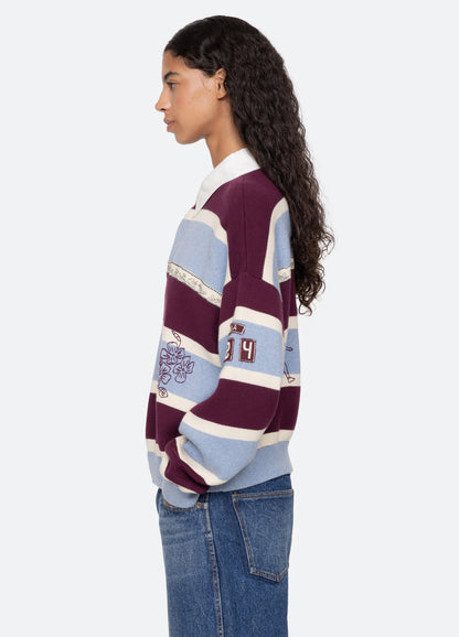 Sea NY | Hester Embroidered Rugby Sweater - Oversized Cotton Cashmere Multi