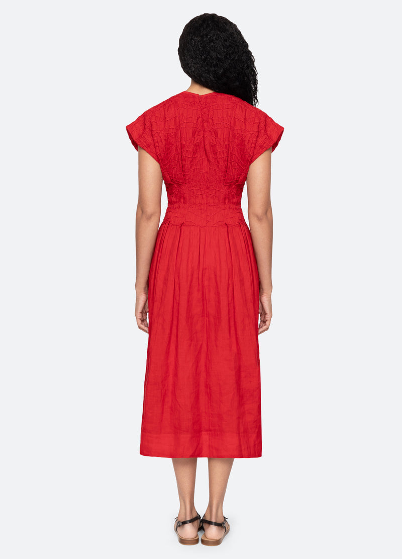 Sea NY | The Imogen Pintuck Midi Dress in Red