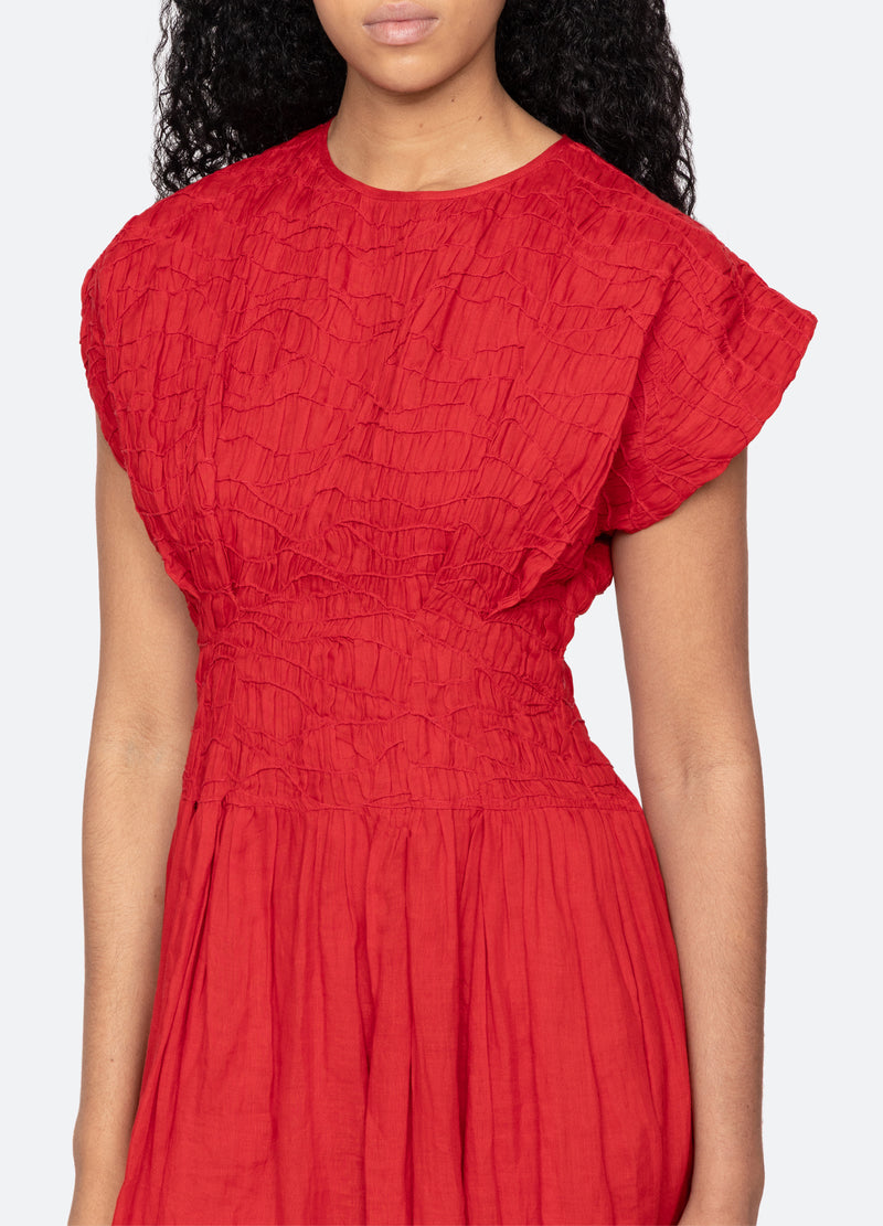 Sea NY | The Imogen Pintuck Midi Dress in Red