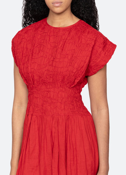 Sea NY | The Imogen Pintuck Midi Dress in Red