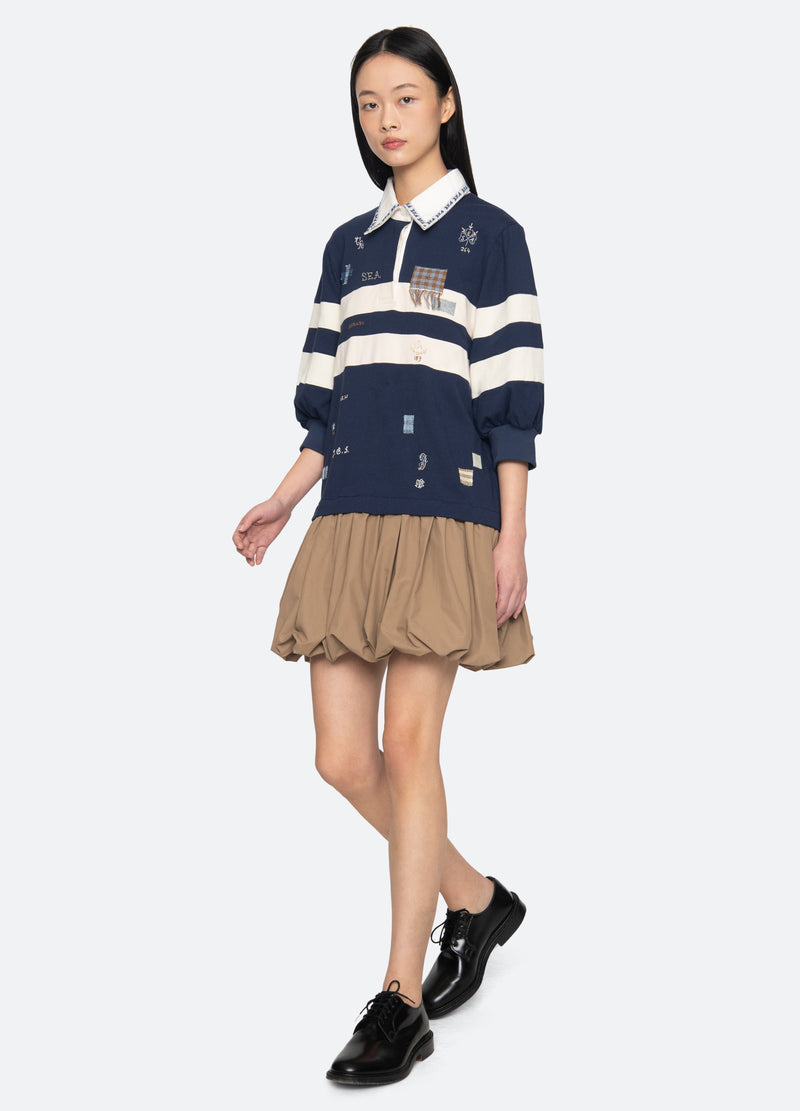 Sea NY | Claira Embroidered Rugby Bubble Hem Dress Multi
