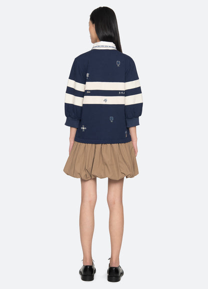 Sea NY | Claira Embroidered Rugby Bubble Hem Dress Multi