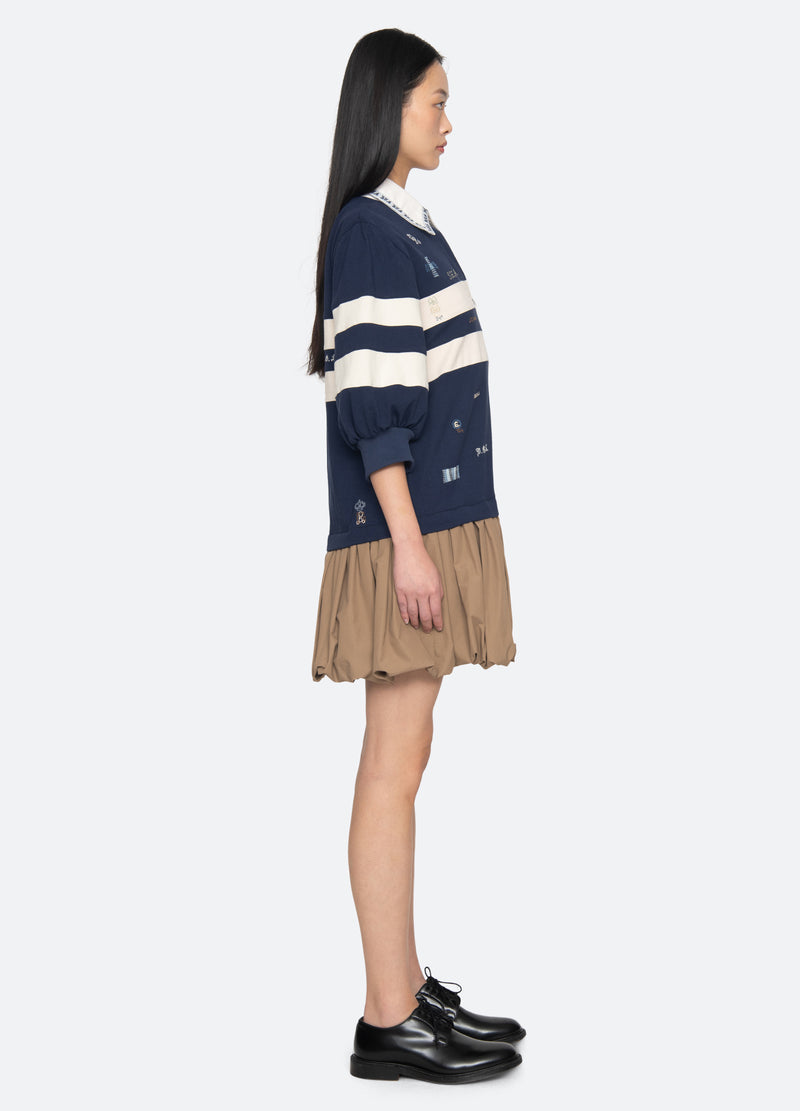 Sea NY | Claira Embroidered Rugby Bubble Hem Dress Multi