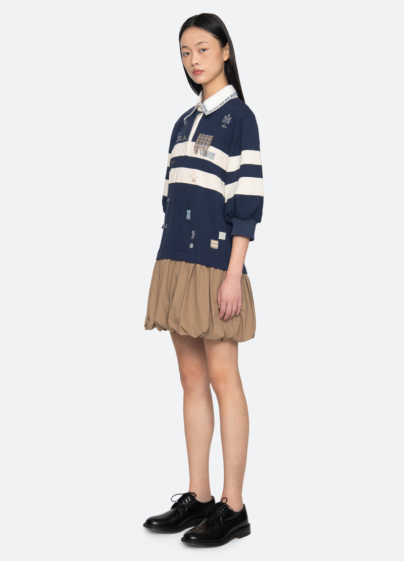 Sea NY | Claira Embroidered Rugby Bubble Hem Dress Multi