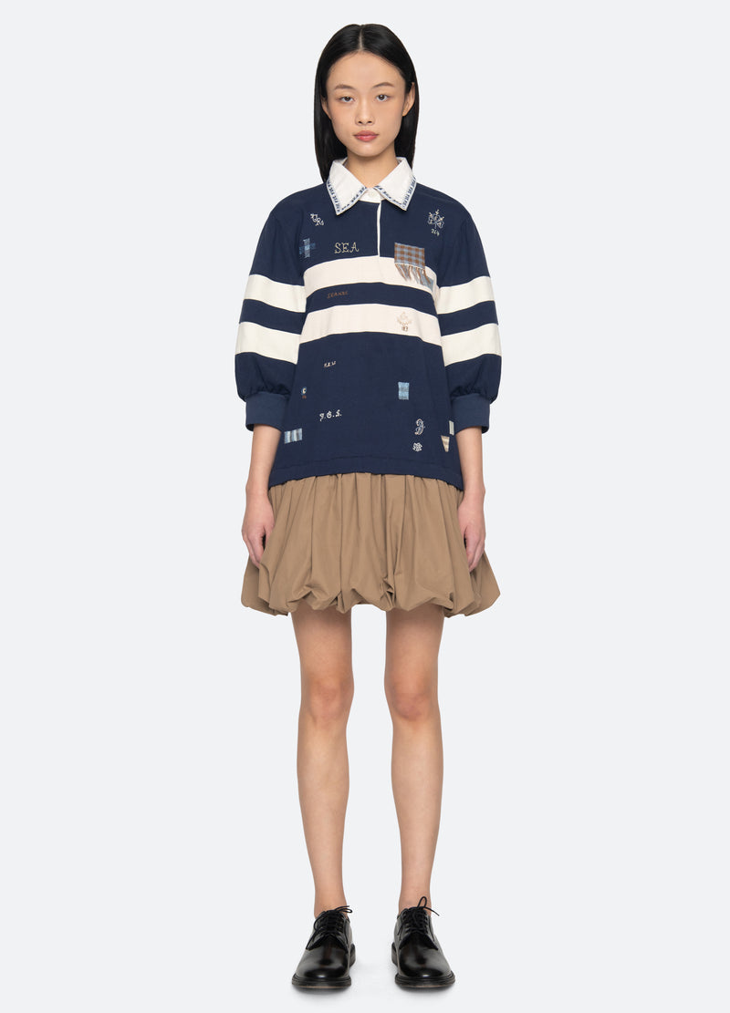 Sea NY | Claira Embroidered Rugby Bubble Hem Dress Multi