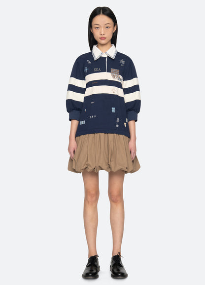 Sea NY | Claira Embroidered Rugby Bubble Hem Dress Multi