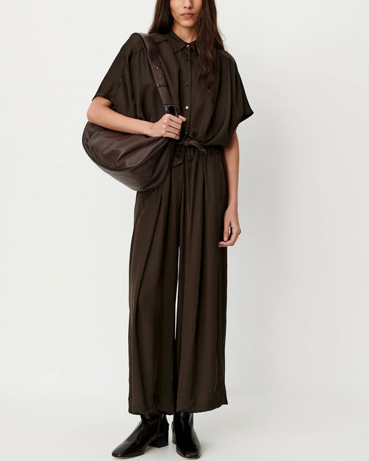 SESSUN | Alfassa Cropped Tie-Front Blouse - Night Obscura
