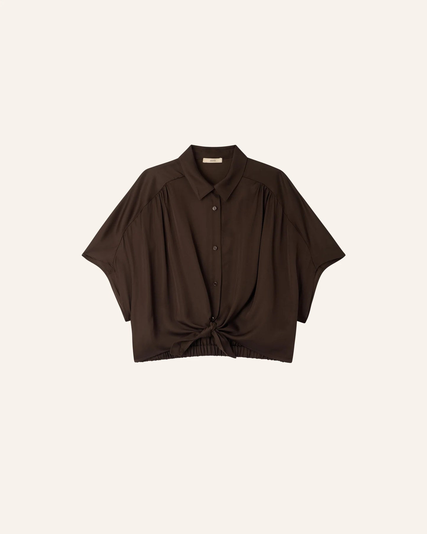 SESSUN | Alfassa Cropped Tie-Front Blouse - Night Obscura
