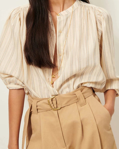 Women's Blouse Organic Cotton - Two-Tone Stripe Pattern Sandaguas