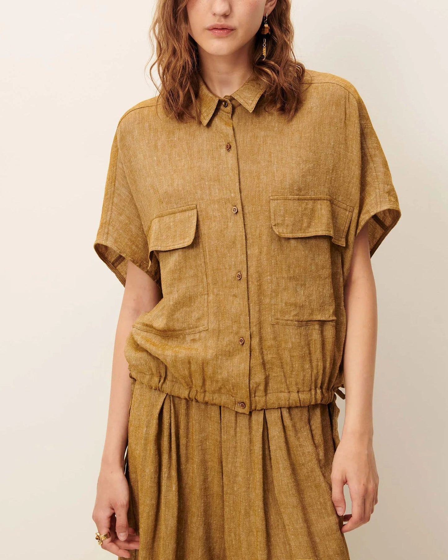 SESSUN | Shirt Cazaless Pampa - Sleeveless Waist-Tie Shirt