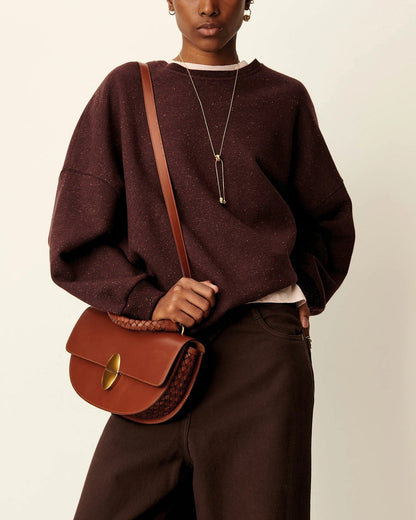 Sessun | Oversized Buttoned Fleece Sweatshirt - Chebbi Ganache