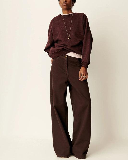 Sessun | Oversized Buttoned Fleece Sweatshirt - Chebbi Ganache