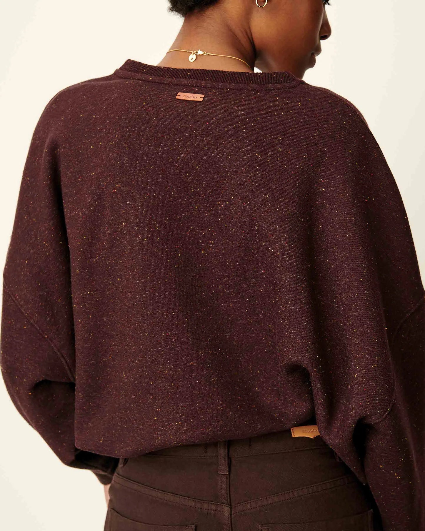 Sessun | Oversized Buttoned Fleece Sweatshirt - Chebbi Ganache
