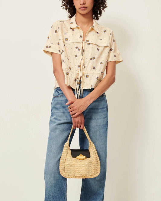 Women Button-Down Blouse Cotton Poplin - Mint Leaf